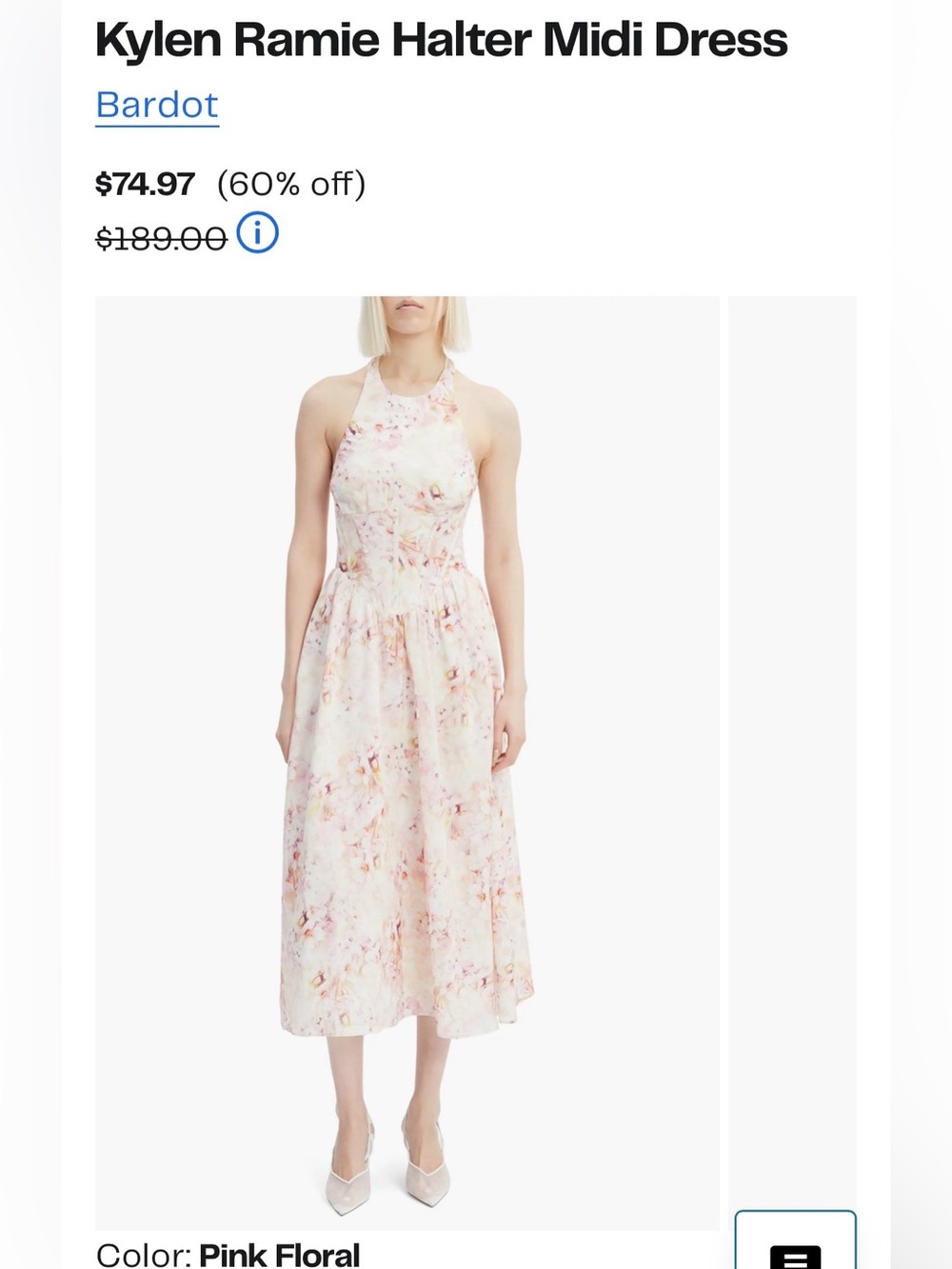 Bardot Kylen Floral Print Halter Neck Midi Dress